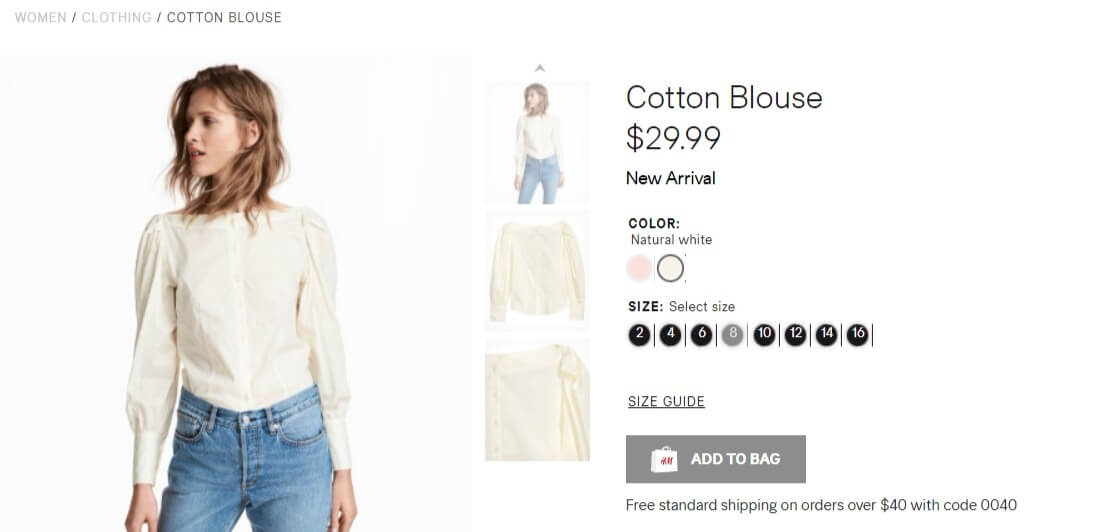 H&M product page