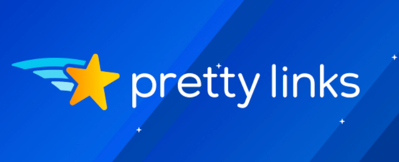 pretty links logo on blue background