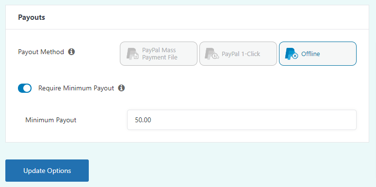 Easy Affiliate Minimum Payout option 