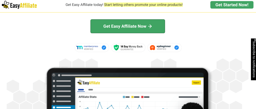 Easy Affiliate homepage.