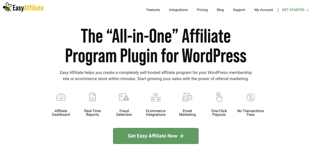 The Easy Affiliate website.