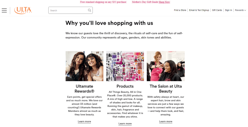 Ulta about us page