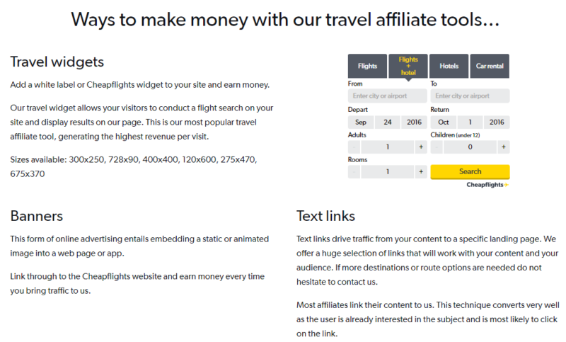 Cheapflights affiliate tools