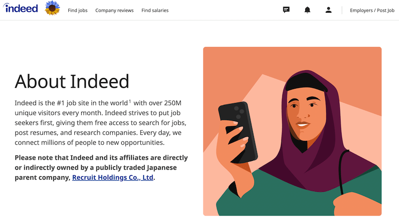 The Indeed homepage. 