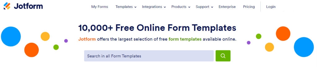 Jotform template search 